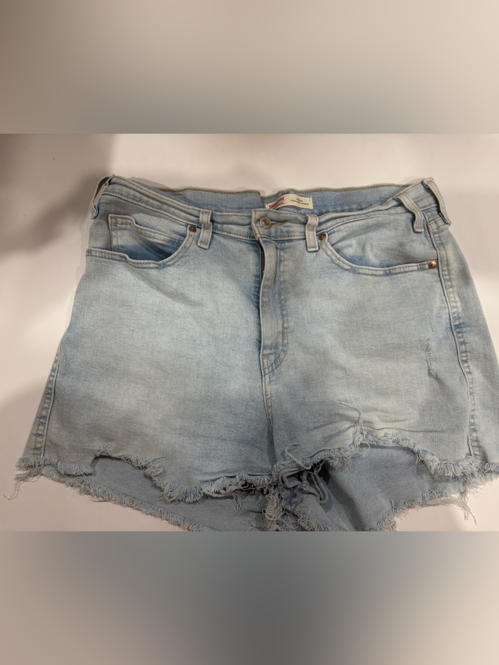Signature by Levi Strauss Light Wash Denim Cutoff Shorts